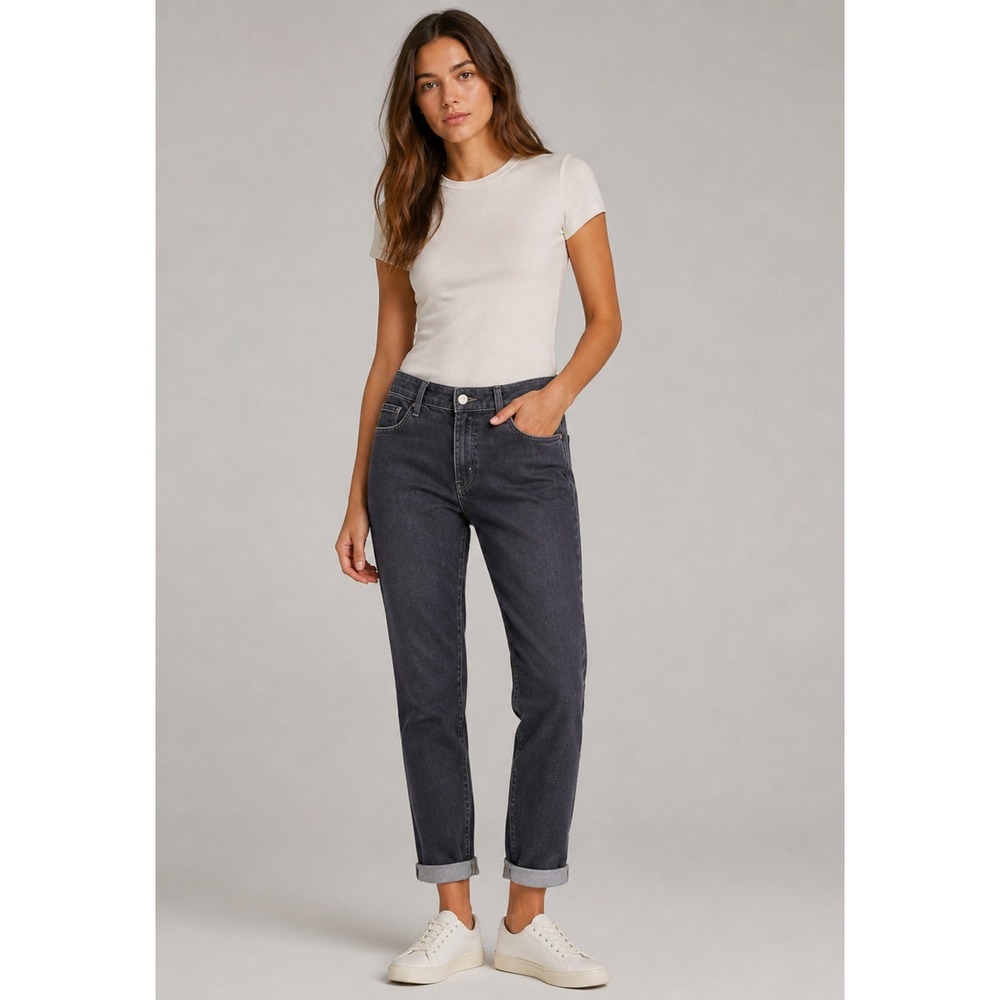 Prana Jeans Womens 12/31 Gray Organic Cotton Straight Leg Cut-off Hem